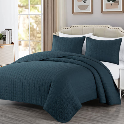 Madrid 3-Piece Herringbone Stitch Cotton Quilt Set