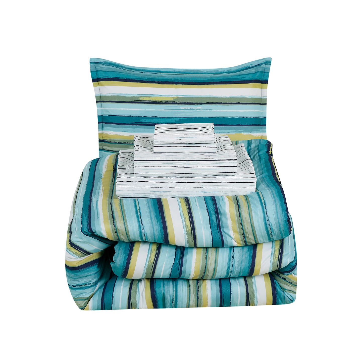 7-Piece Multicolor Printed Microfiber Bed in a Bag Comforter Set With Sheet Set