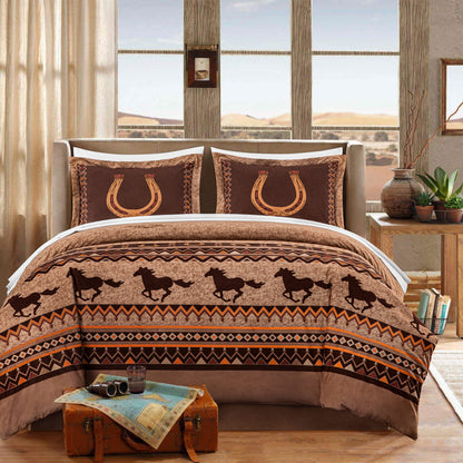 Maverick 7-Piece Southwestern Wild Horses Bed in a Bag Comforter Set