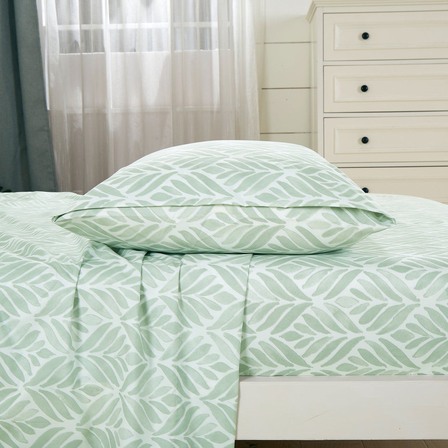 Printed Floral Microfiber Sheet Set with Deep Pocket