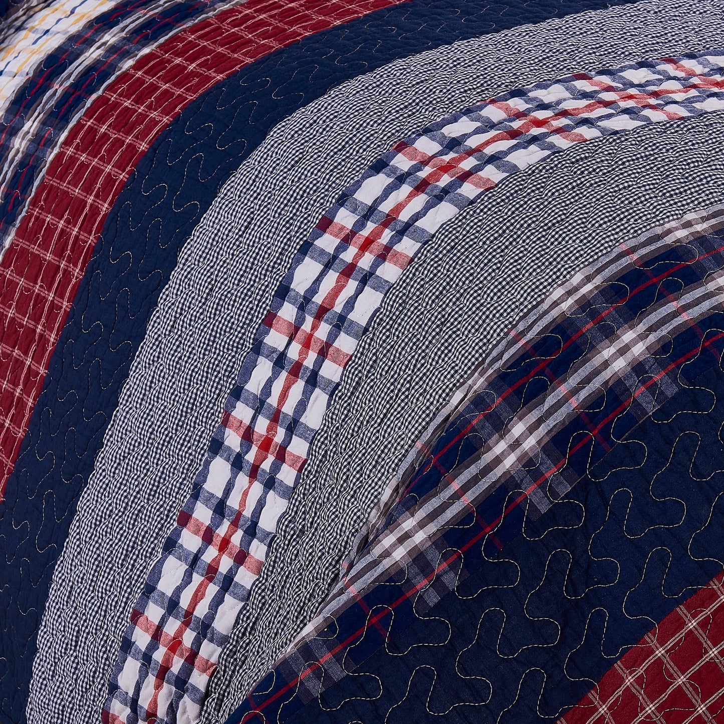 5-Piece 100% Cotton Pre-Washed Patchwork Quilt Coverlet Set, Daybed Size