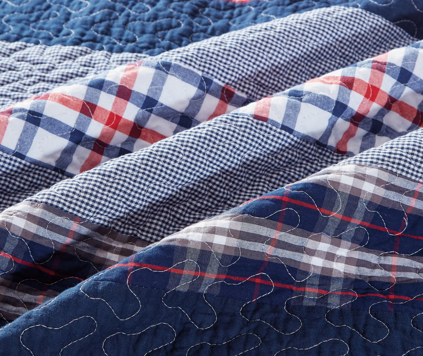 100% Washed Cotton Quilted Patchwork Reversible Throw Blanket