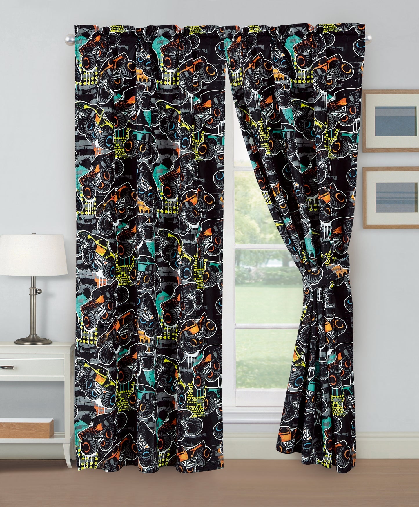 4-Piece Kids/Teens Multi-Color Printed Soft Microfiber Window Curtain Set