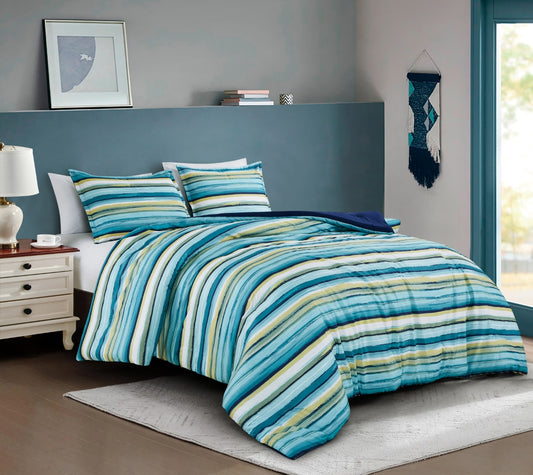 2/3-Piece Plaid Striped Printed Microfiber Comforter for All Season