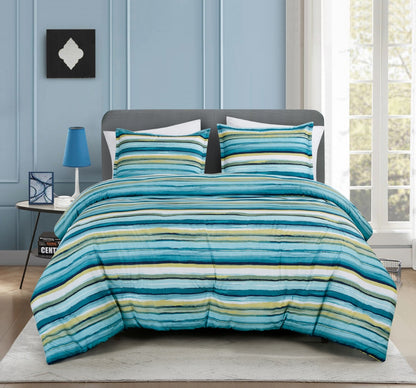2/3-Piece Plaid Striped Printed Microfiber Comforter for All Season