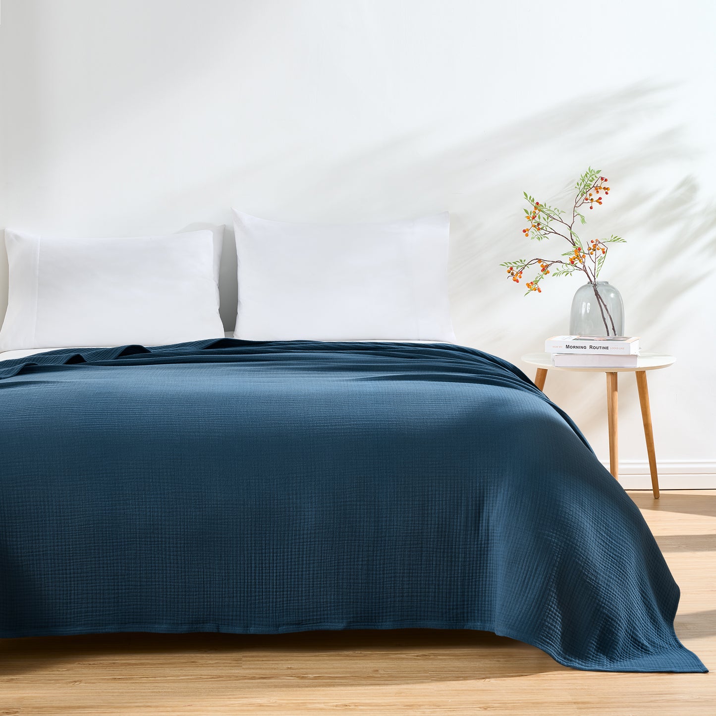 100% Cotton 4 Layer Soft Muslin Blanket, Lightweight Breathable Pre-Washed Throw for All Season