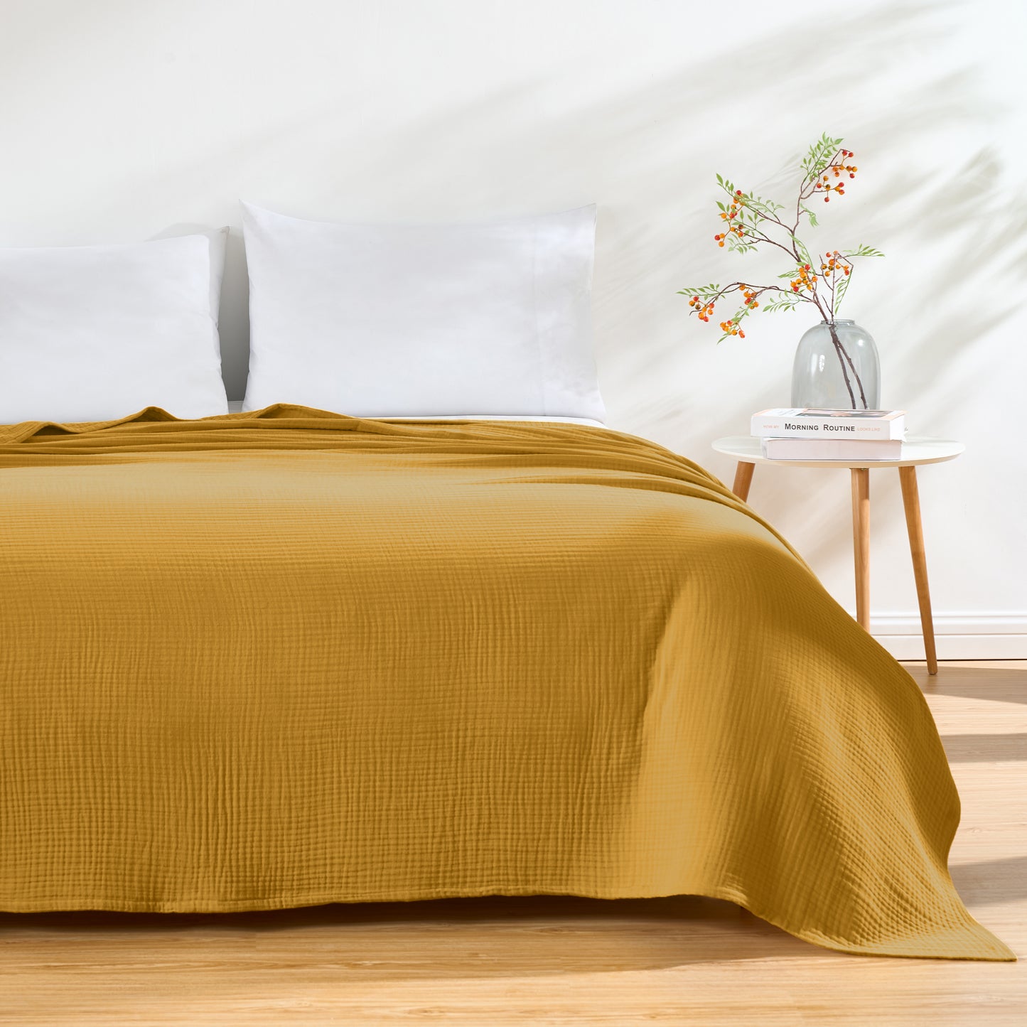 100% Cotton 4 Layer Soft Muslin Blanket, Lightweight Breathable Pre-Washed Throw for All Season