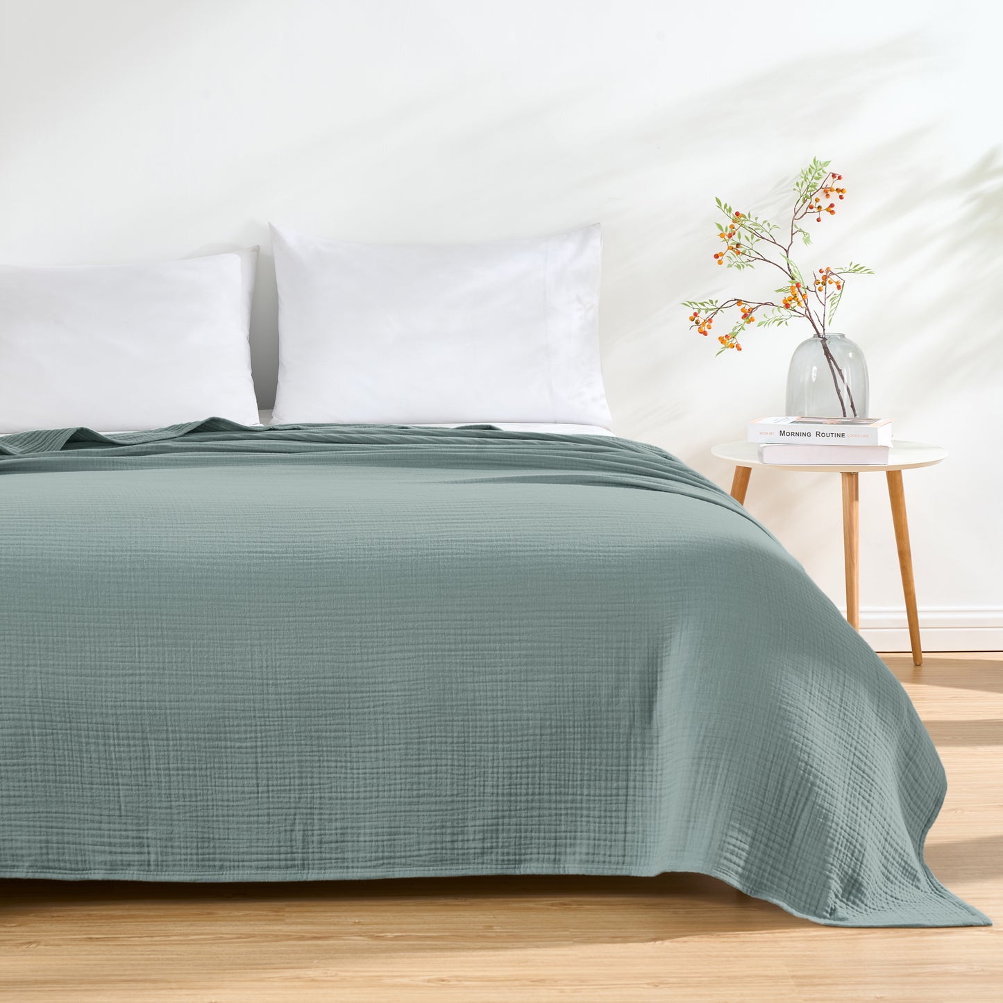 100% Cotton 4 Layer Soft Muslin Blanket, Lightweight Breathable Pre-Washed Throw for All Season