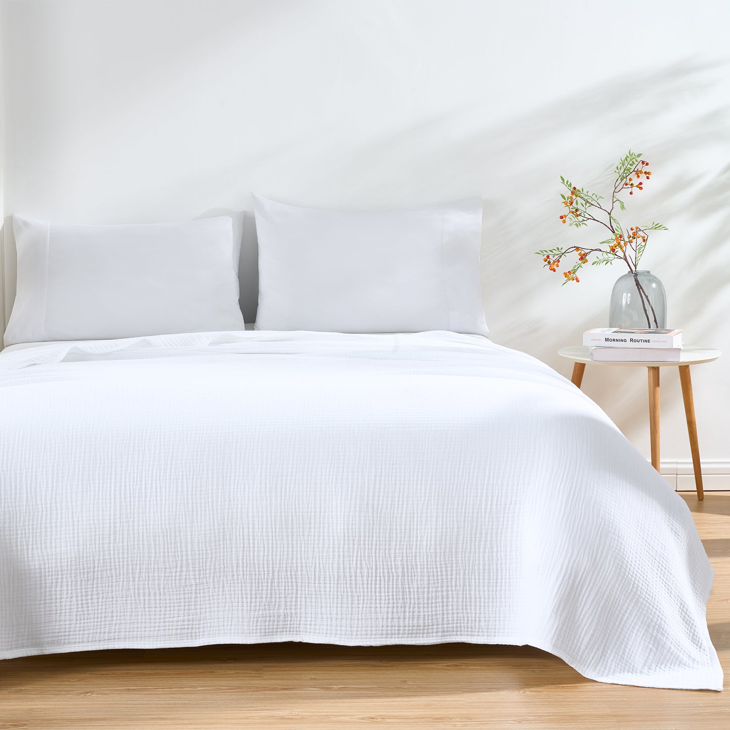 100% Cotton 4 Layer Soft Muslin Blanket, Lightweight Breathable Pre-Washed Throw for All Season