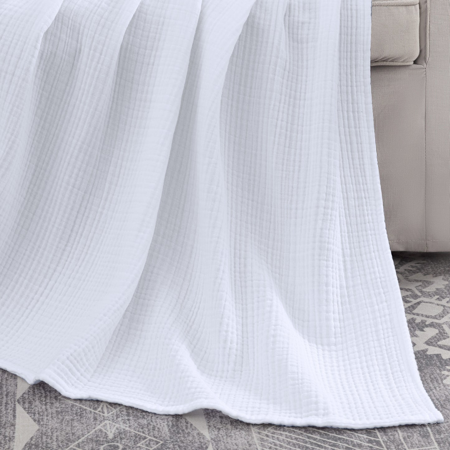 100% Cotton 4 Layer Soft Muslin Blanket, Lightweight Breathable Pre-Washed Throw for All Season