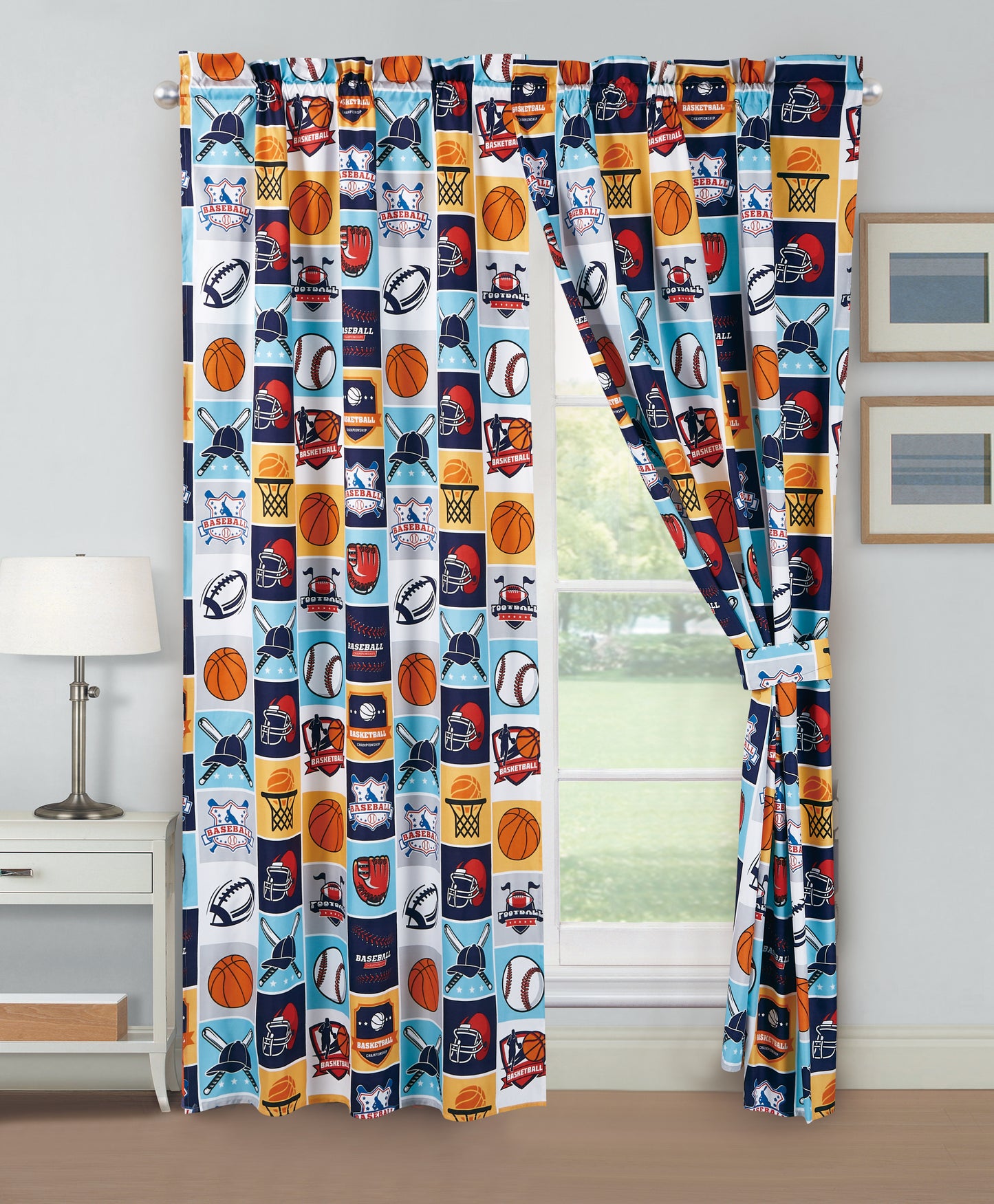 4-Piece Kids/Teens Multi-Color Printed Soft Microfiber Window Curtain Set
