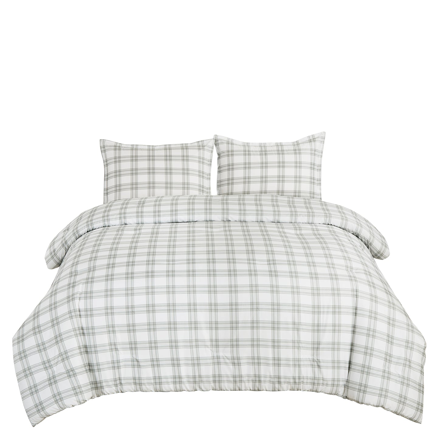 2/3-Piece Plaid Striped Printed Microfiber Comforter for All Season