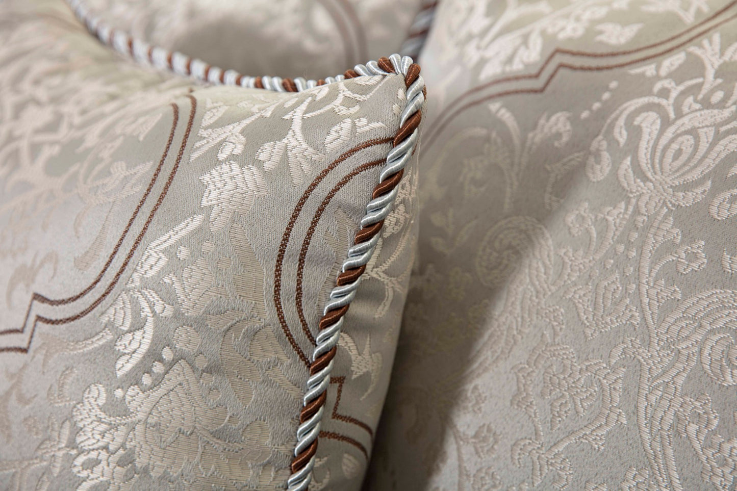 Noelle 7-Piece Silver Gray Brown Floral Medallion Jacquard Comforter Set