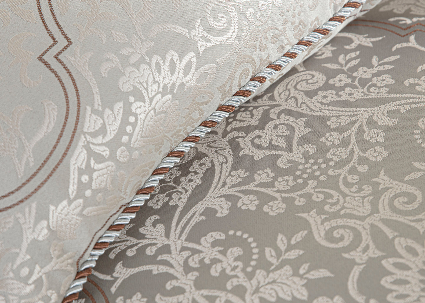 Noelle 7-Piece Silver Gray Brown Floral Medallion Jacquard Comforter Set