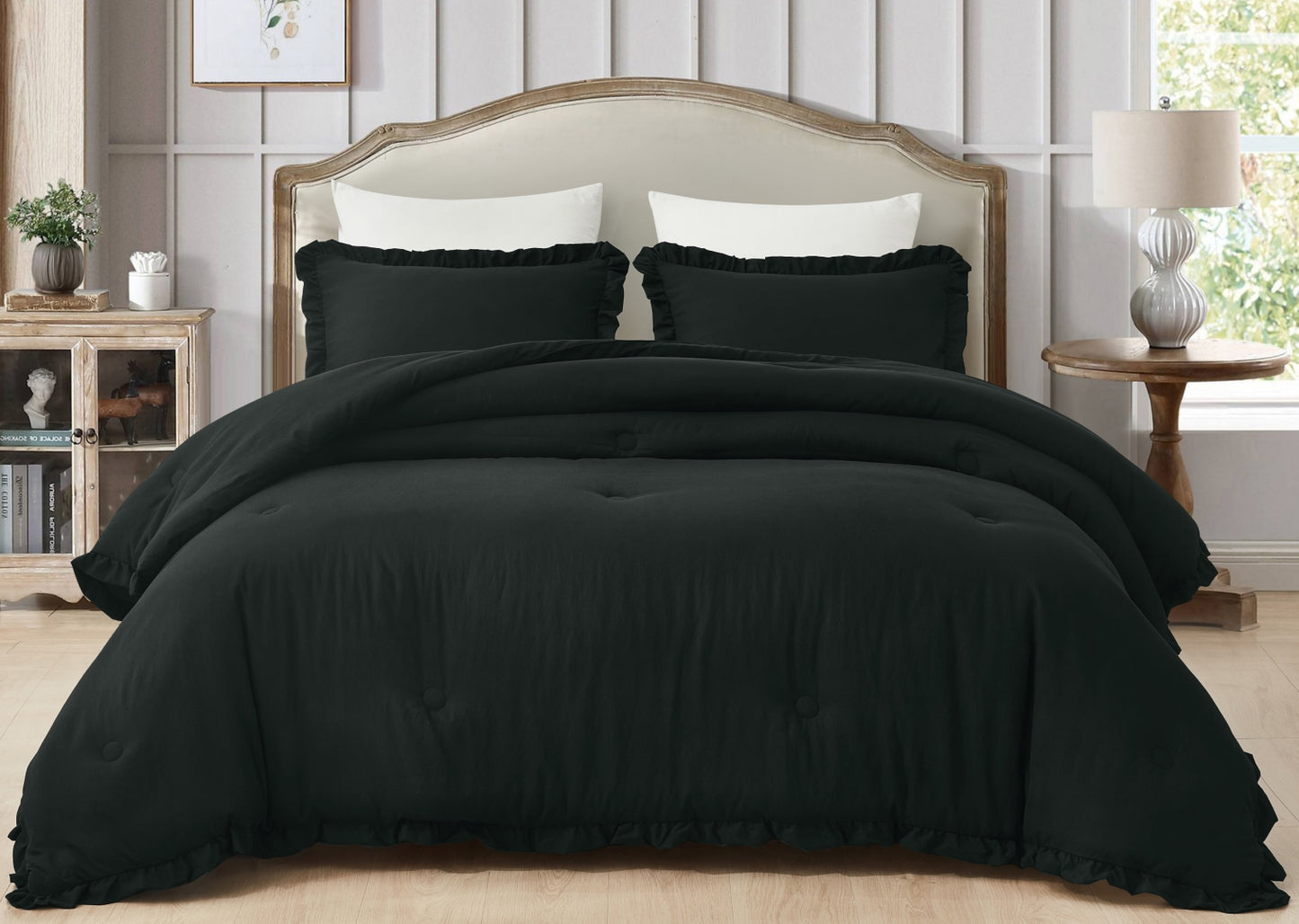 Nora 3-Piece Ruffled Edge Trim Microfiber Comforter Set