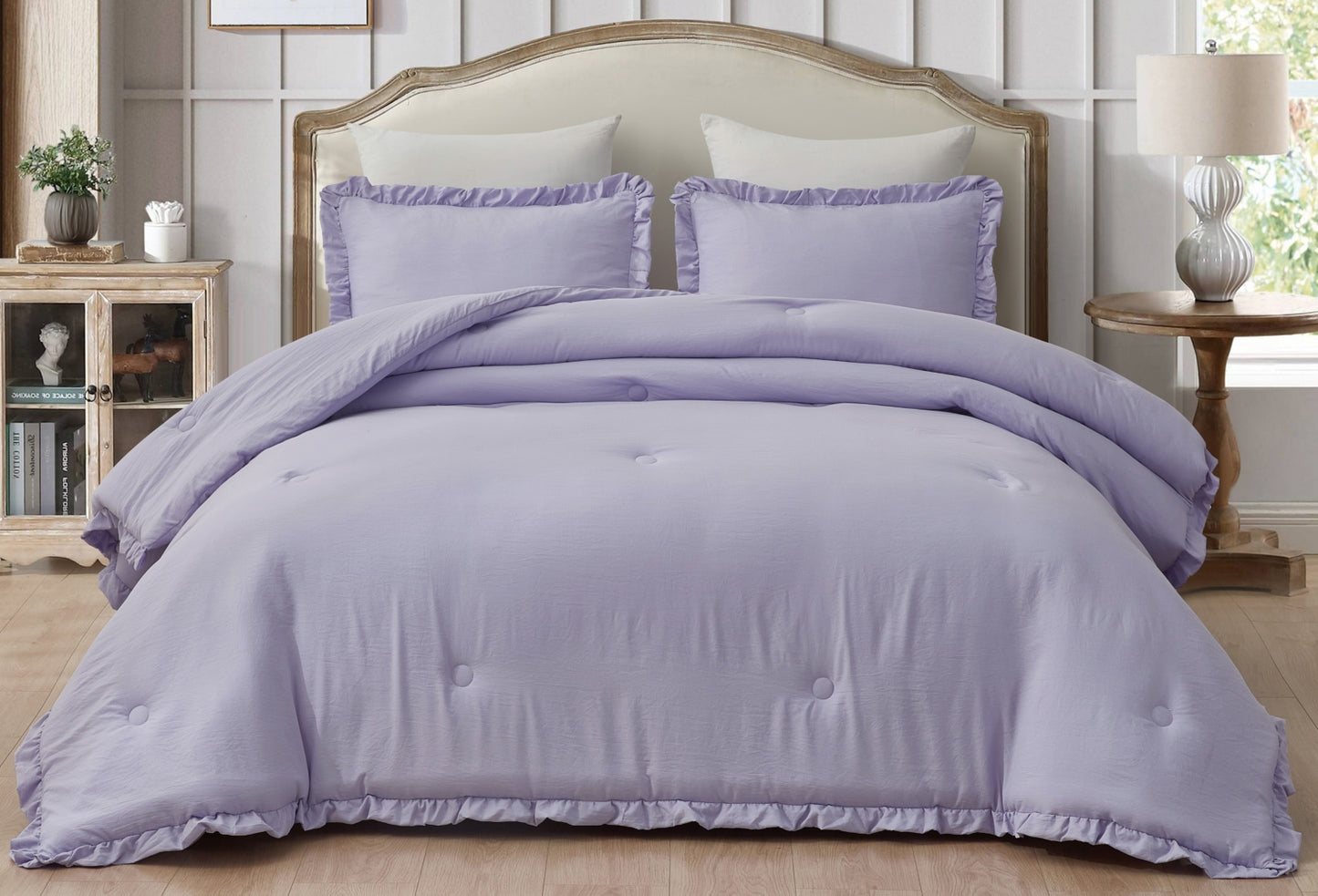 Nora 3-Piece Ruffled Edge Trim Microfiber Comforter Set