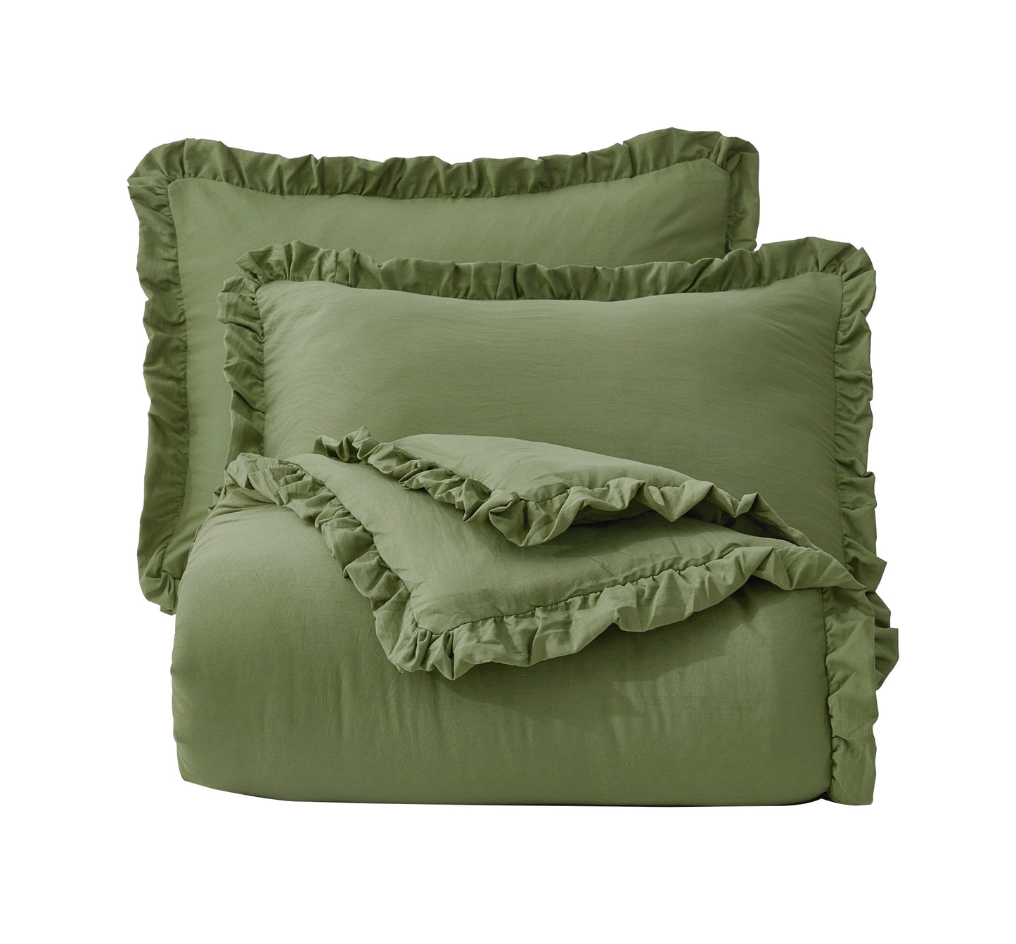 Nora 3-Piece Ruffled Edge Trim Microfiber Comforter Set