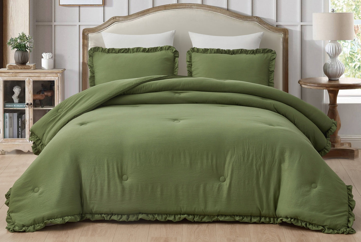 Nora 3-Piece Ruffled Edge Trim Microfiber Comforter Set