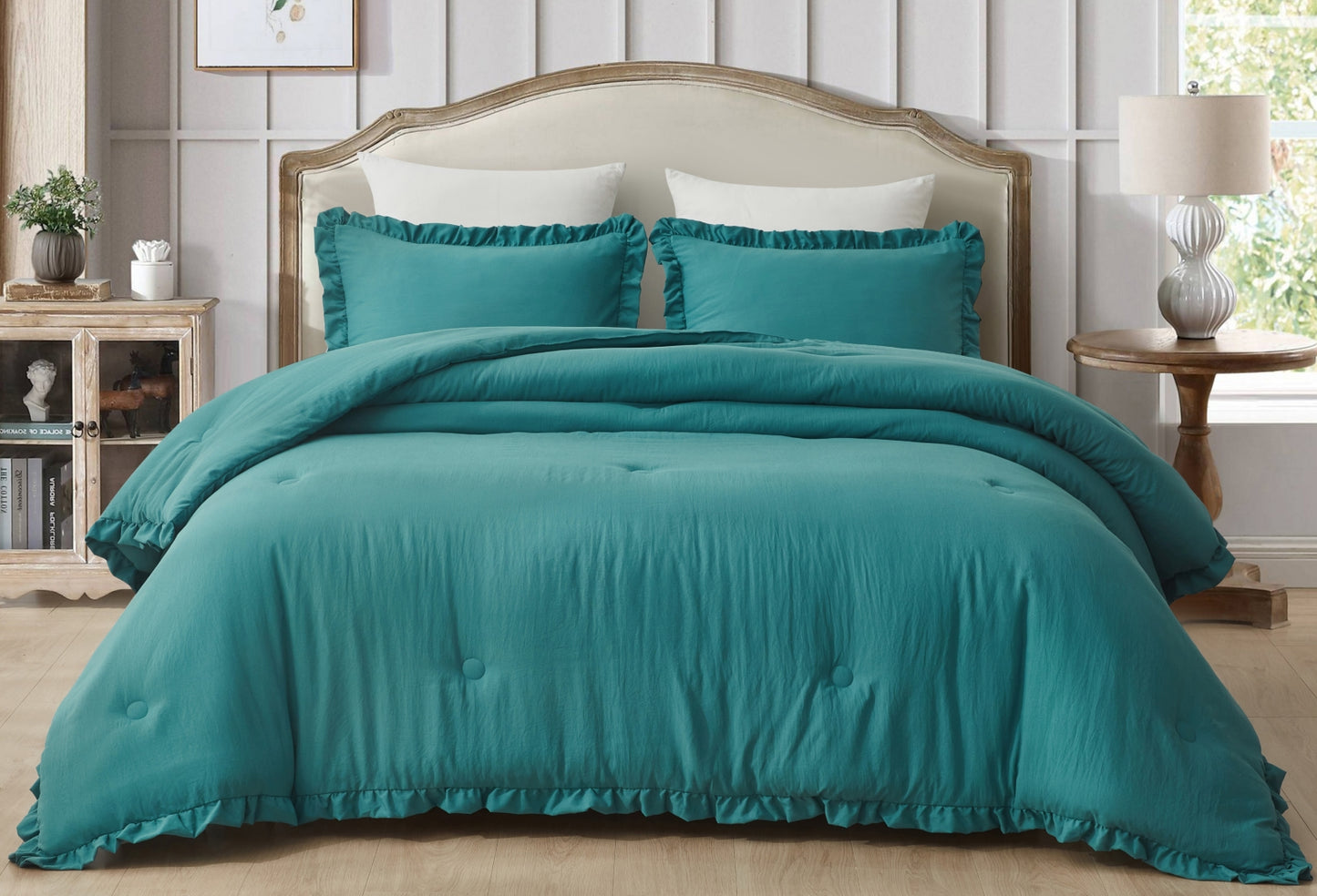 Nora 3-Piece Ruffled Edge Trim Microfiber Comforter Set