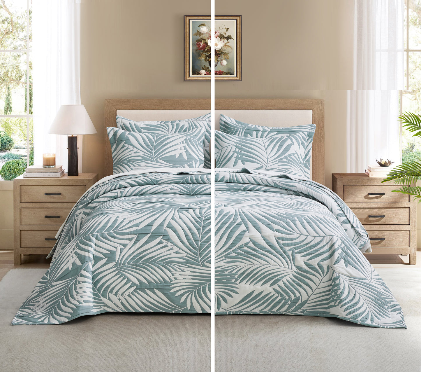 5-Piece Oversized Jacquard Matelasse Damask Pattern Lightweight Reversible Coverlet Set