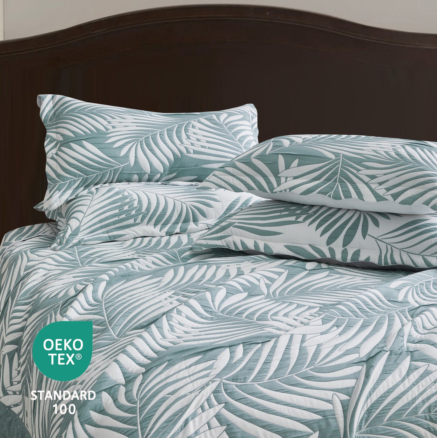 5-Piece Oversized Jacquard Matelasse Damask Pattern Lightweight Reversible Coverlet Set Textured Dot Border