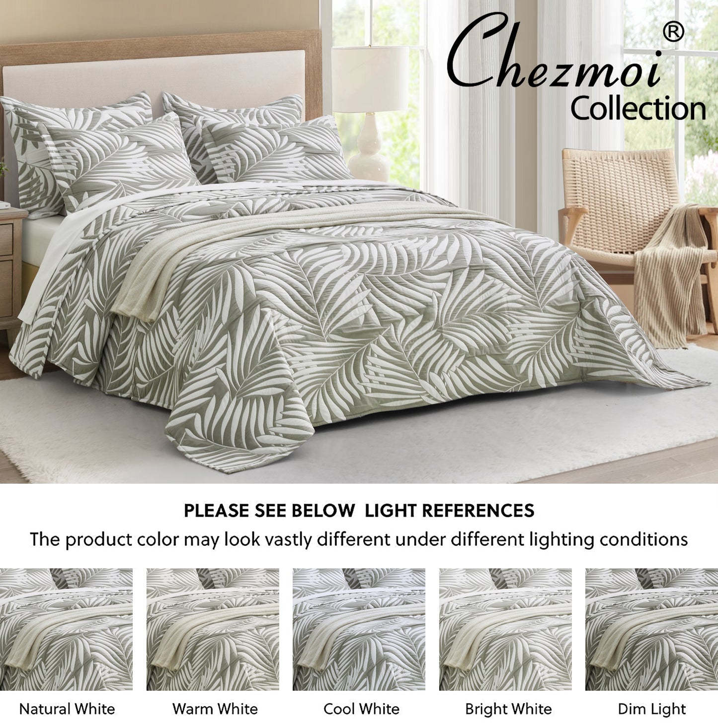 5-Piece Oversized Jacquard Matelasse Damask Pattern Lightweight Reversible Coverlet Set