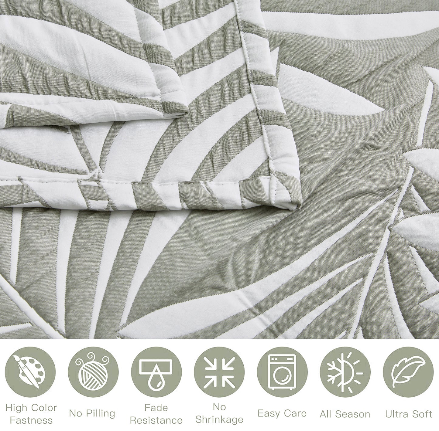 5-Piece Oversized Jacquard Matelasse Damask Pattern Lightweight Reversible Coverlet Set