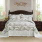 5-Piece Oversized Jacquard Matelasse Damask Pattern Lightweight Reversible Coverlet Set Textured Dot Border