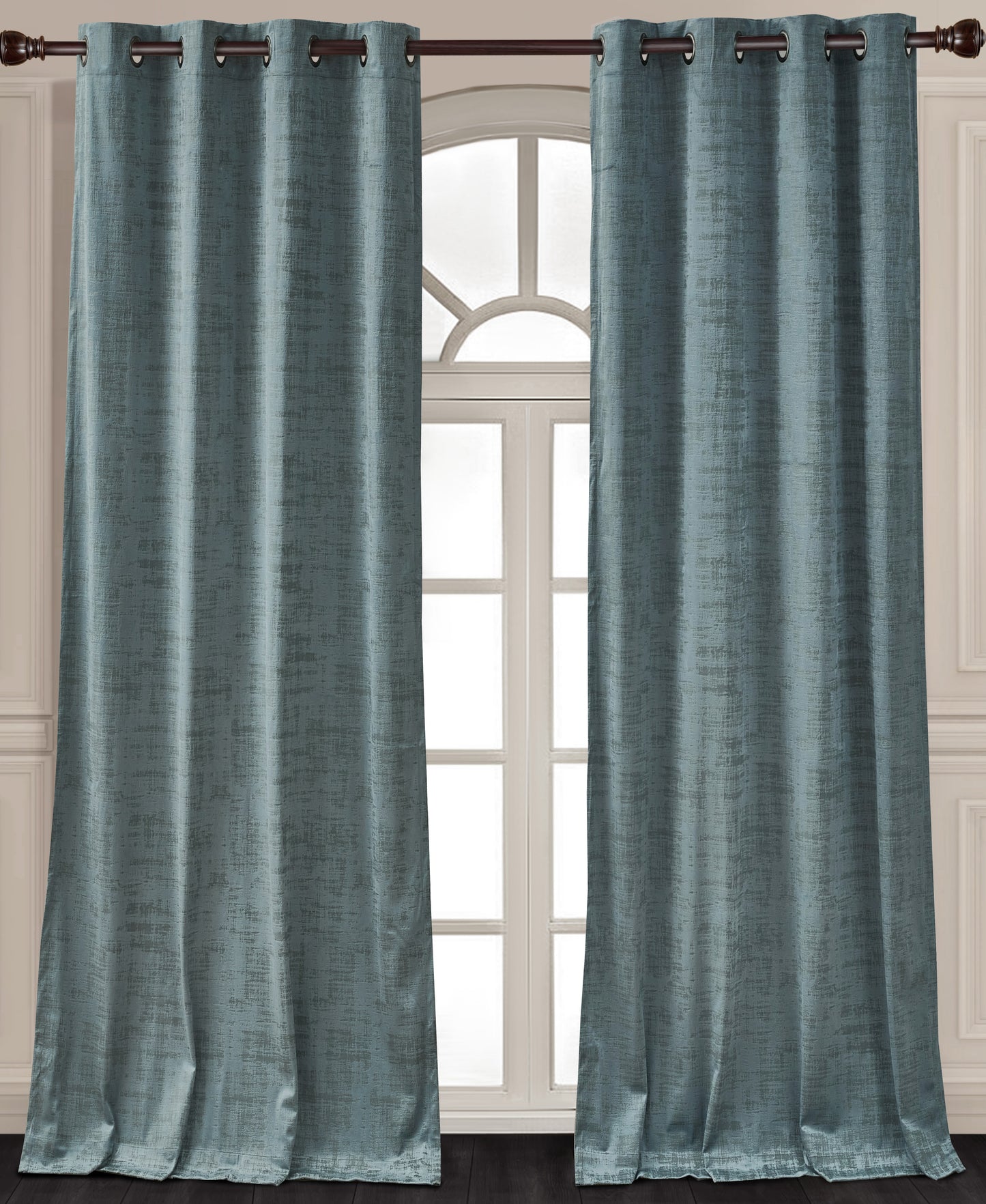 Parker Premium Textured Velvet Grommet Window Curtain Set of 2 Panels, Elegant Room Darkening Window Treatment