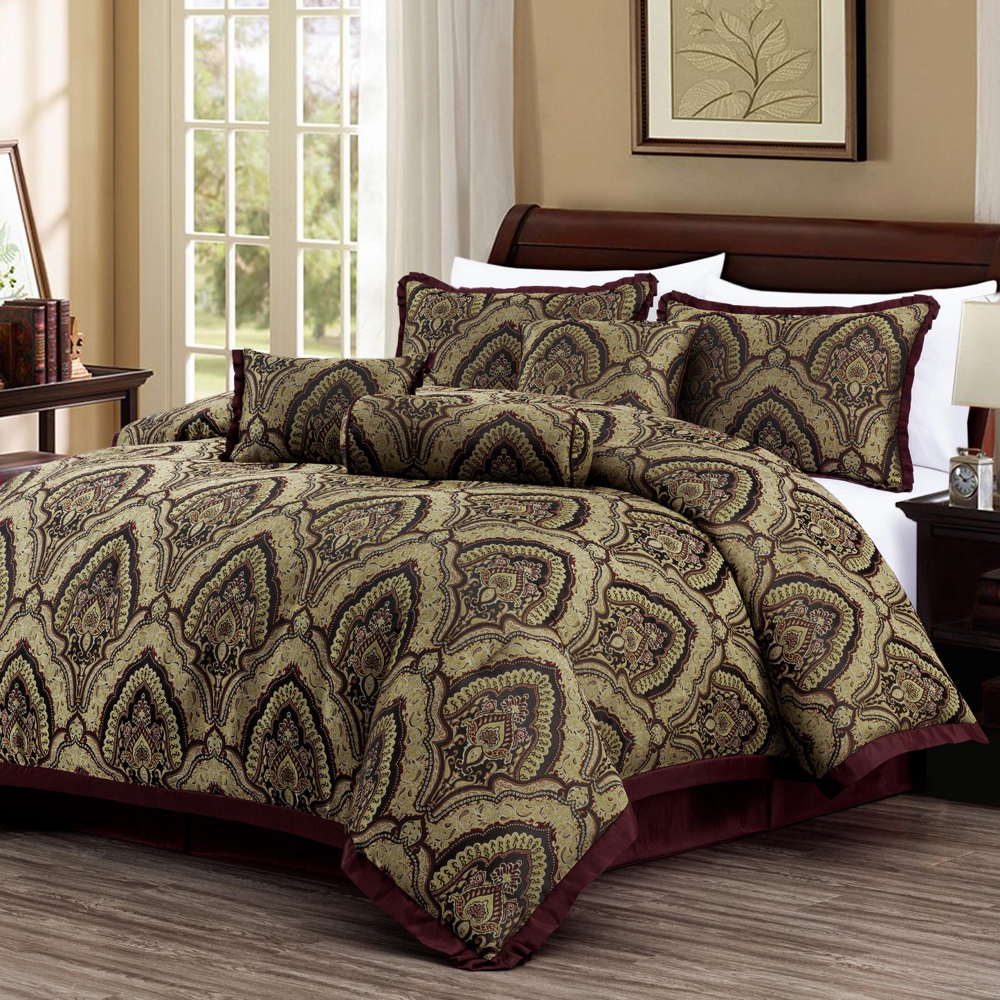 Pierre 7-Piece Medallion Paisley Jacquard Comforter Set