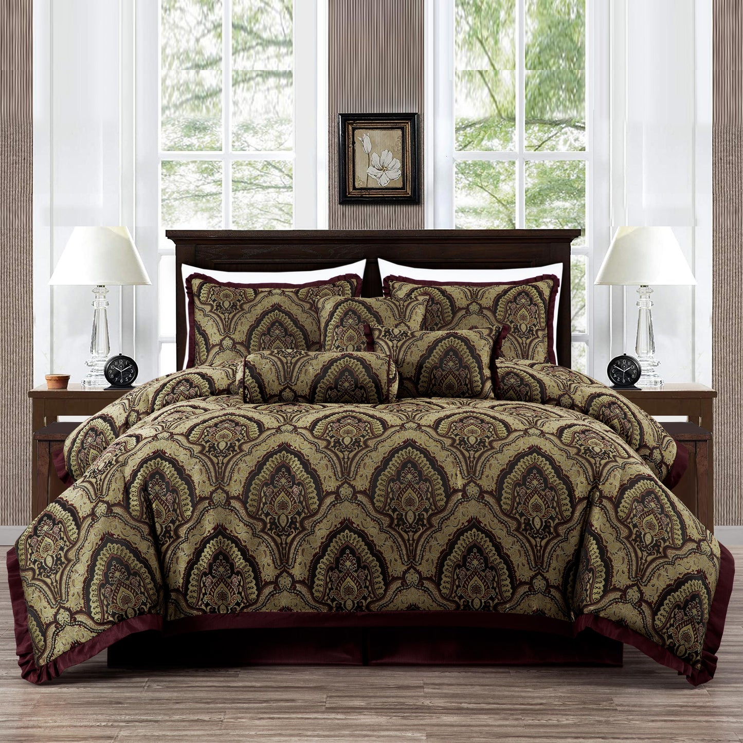 Pierre 7-Piece Medallion Paisley Jacquard Comforter Set