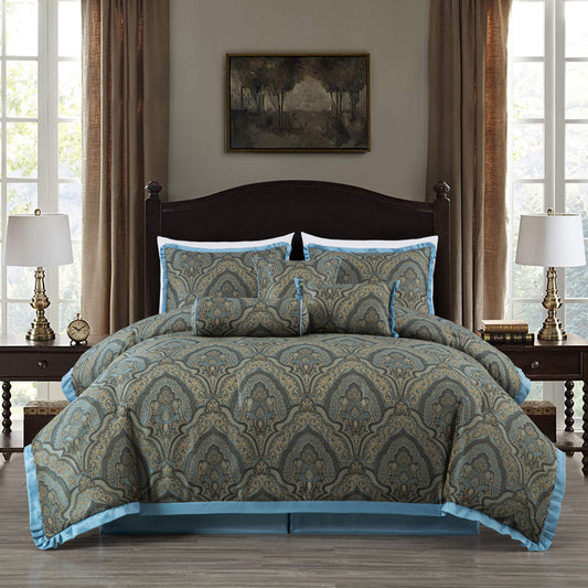 Pierre 7-Piece Medallion Paisley Jacquard Comforter Set