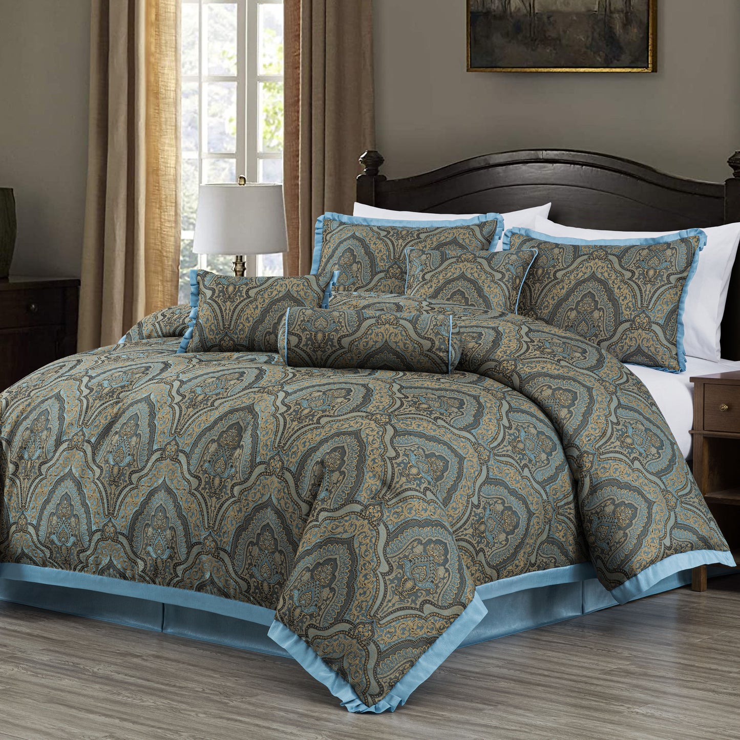 Pierre 7-Piece Medallion Paisley Jacquard Comforter Set