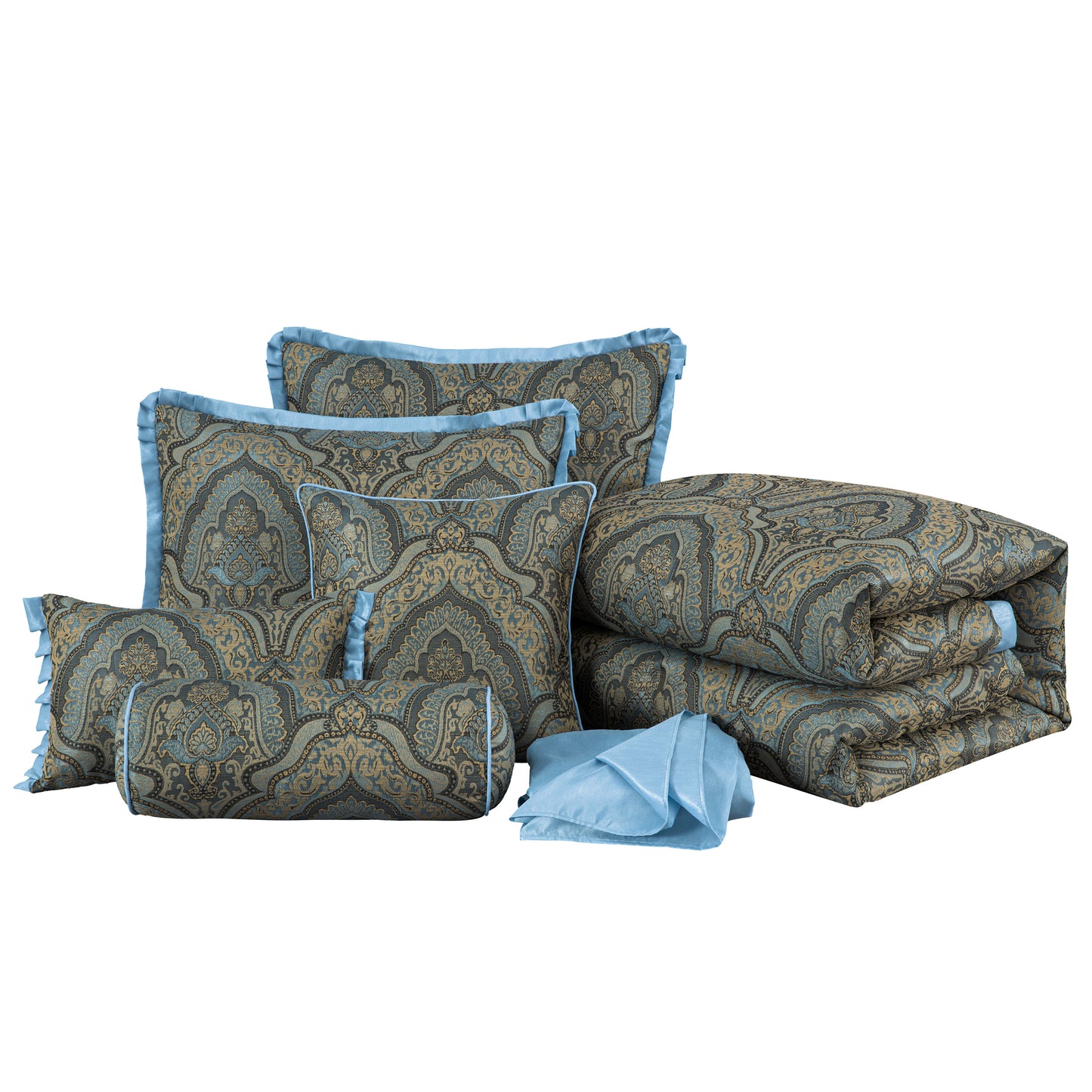 Pierre 7-Piece Medallion Paisley Jacquard Comforter Set