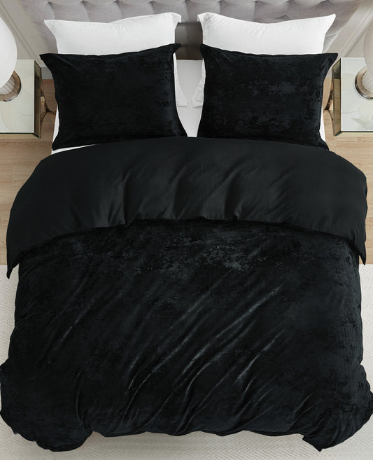 Piers Luxurious Distressed Velvet Duvet Cover Set