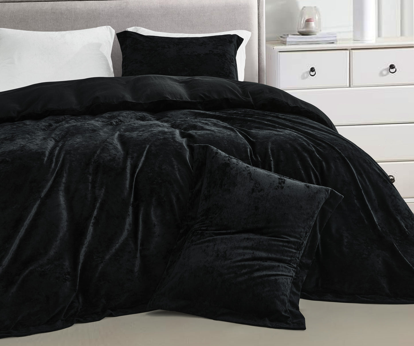 Piers Luxurious Distressed Velvet Duvet Cover Set