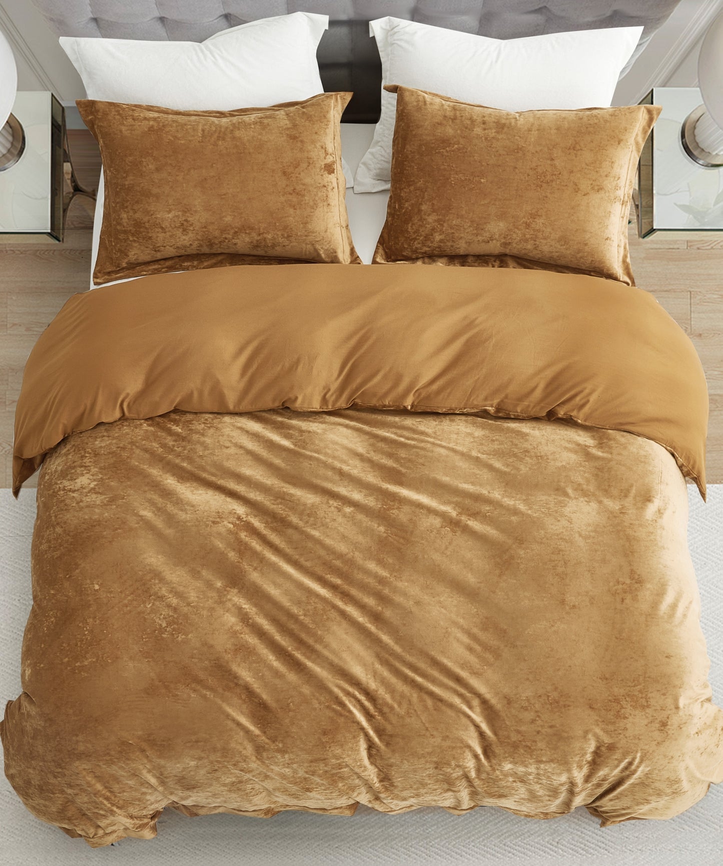 Piers Luxurious Distressed Velvet Duvet Cover Set