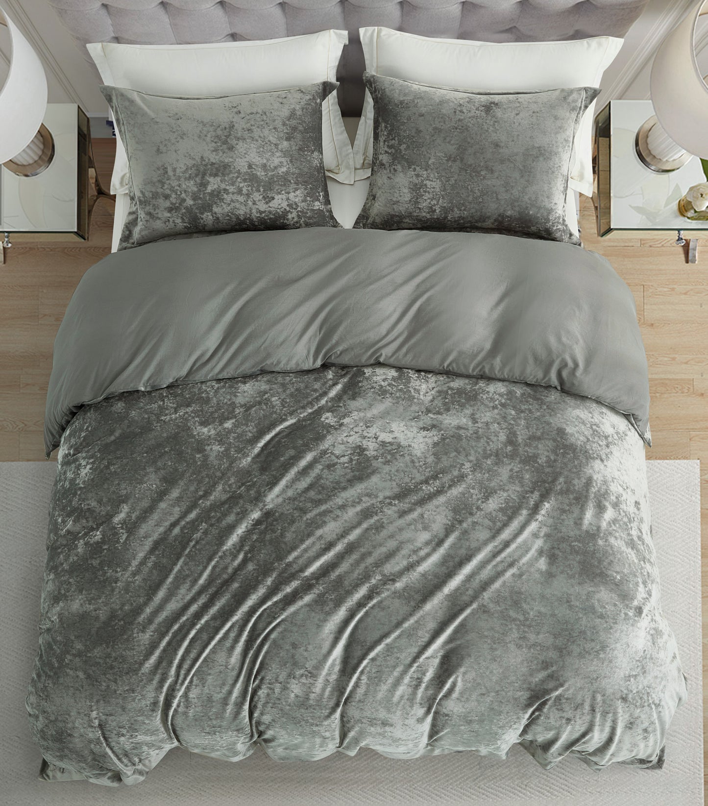 Piers Luxurious Distressed Velvet Duvet Cover Set