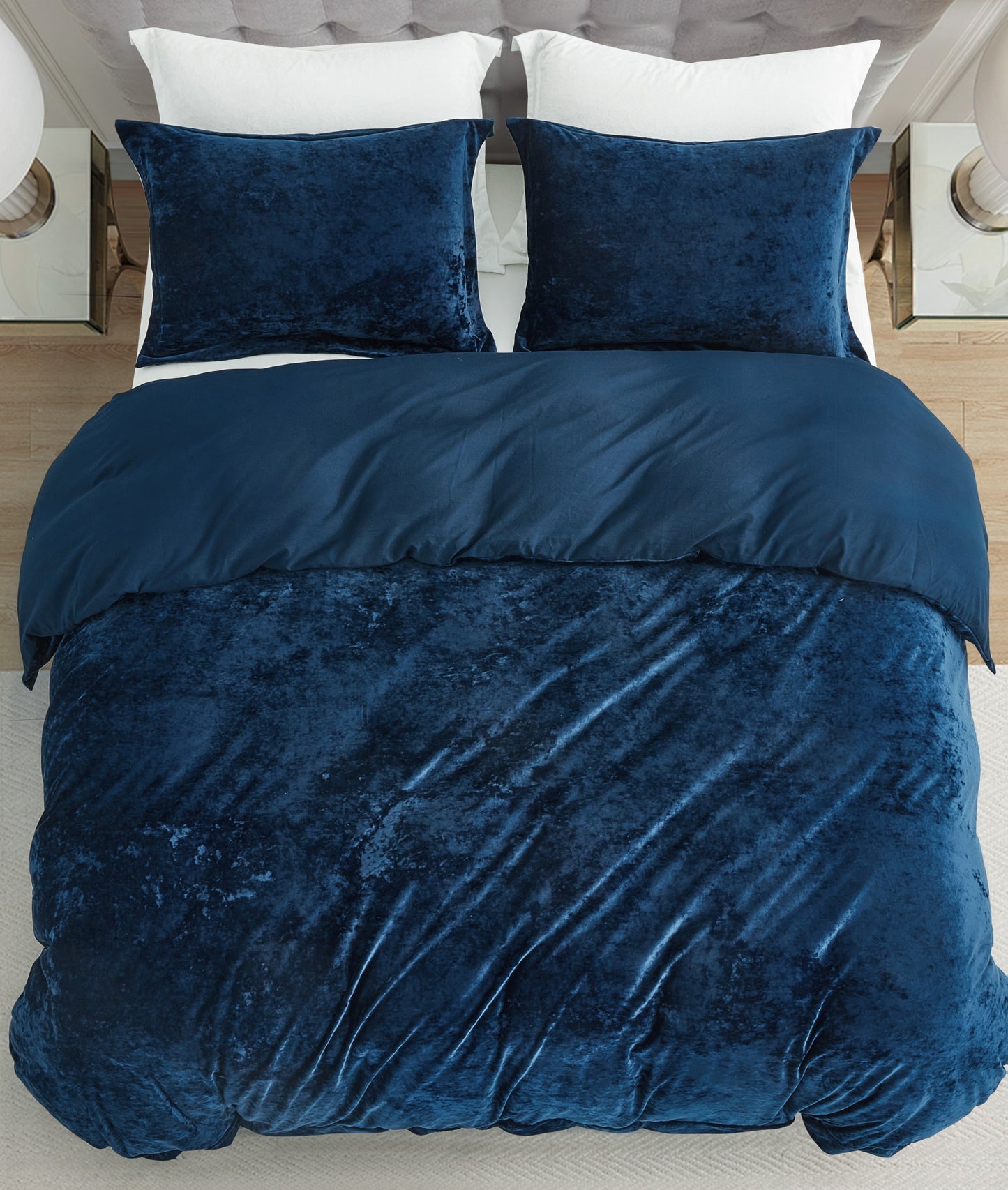 Piers Luxurious Distressed Velvet Duvet Cover Set