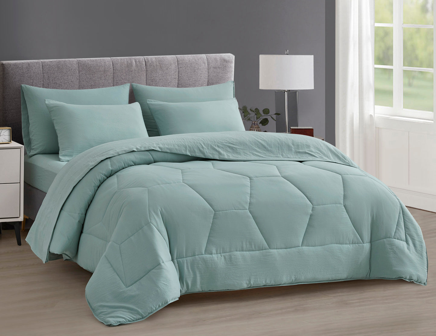 Piper Honeycomb Hexagon Stitch Bed in a Bag Comforter Set