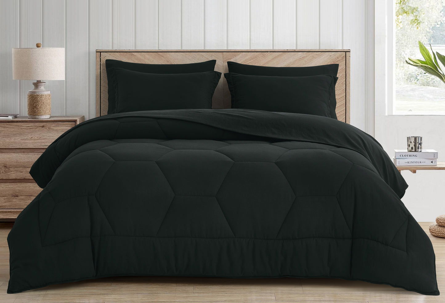 Piper Honeycomb Hexagon Stitch Bed in a Bag Comforter Set