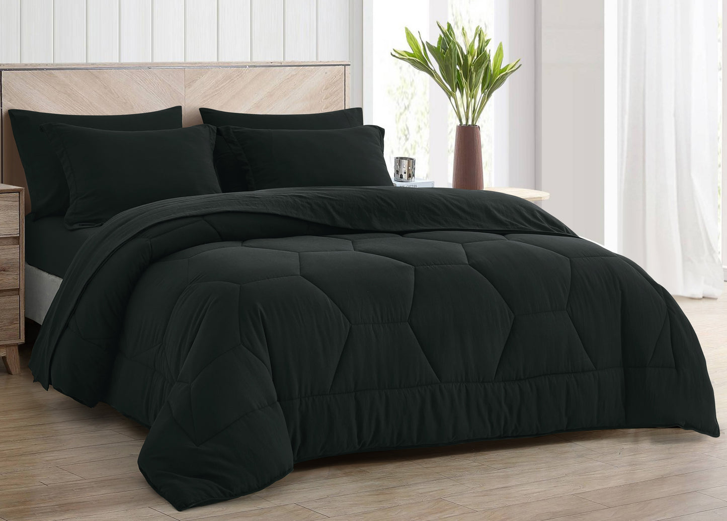 Piper Honeycomb Hexagon Stitch Bed in a Bag Comforter Set