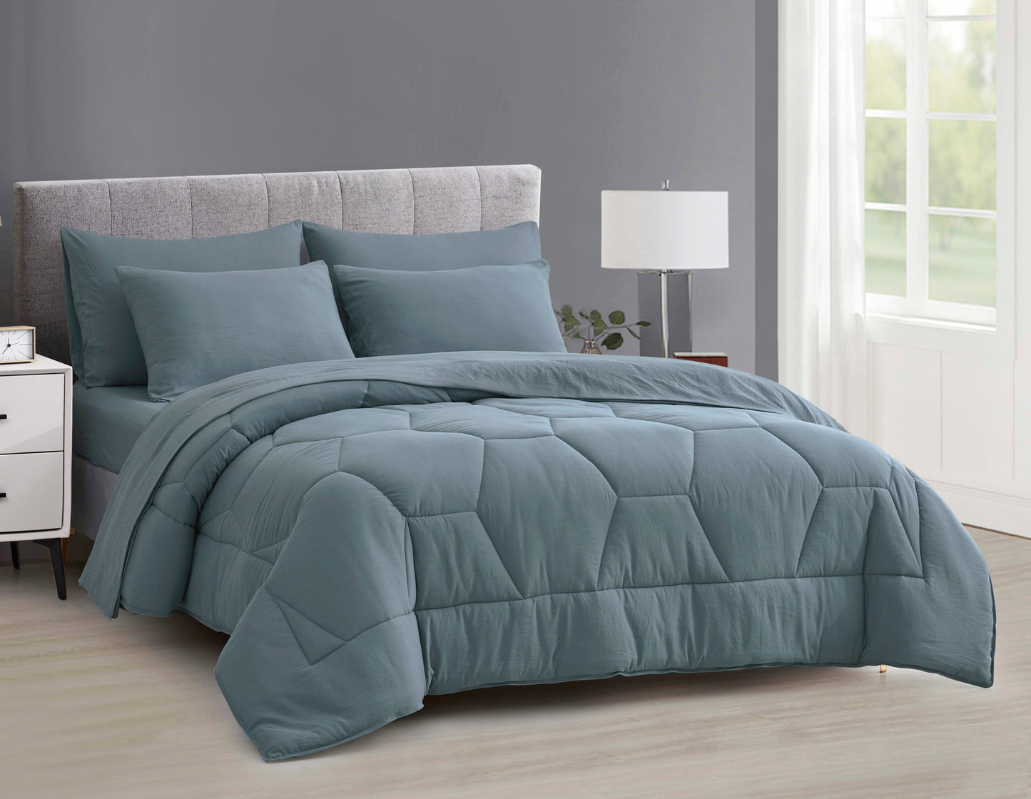 Piper Honeycomb Hexagon Stitch Bed in a Bag Comforter Set