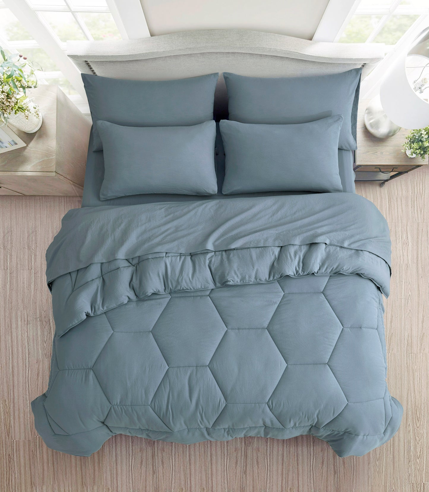 Piper Honeycomb Hexagon Stitch Bed in a Bag Comforter Set