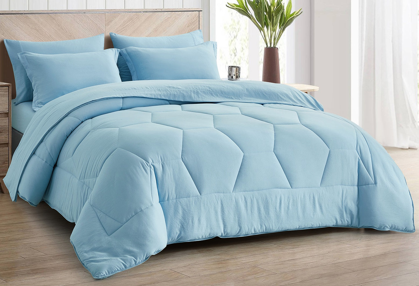 Piper Honeycomb Hexagon Stitch Bed in a Bag Comforter Set