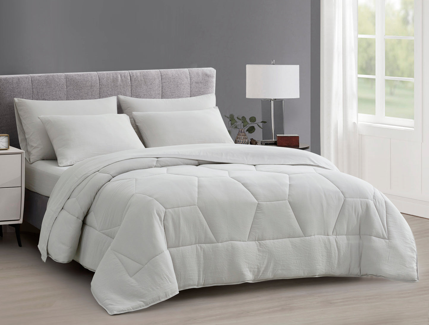 Piper Honeycomb Hexagon Stitch Bed in a Bag Comforter Set