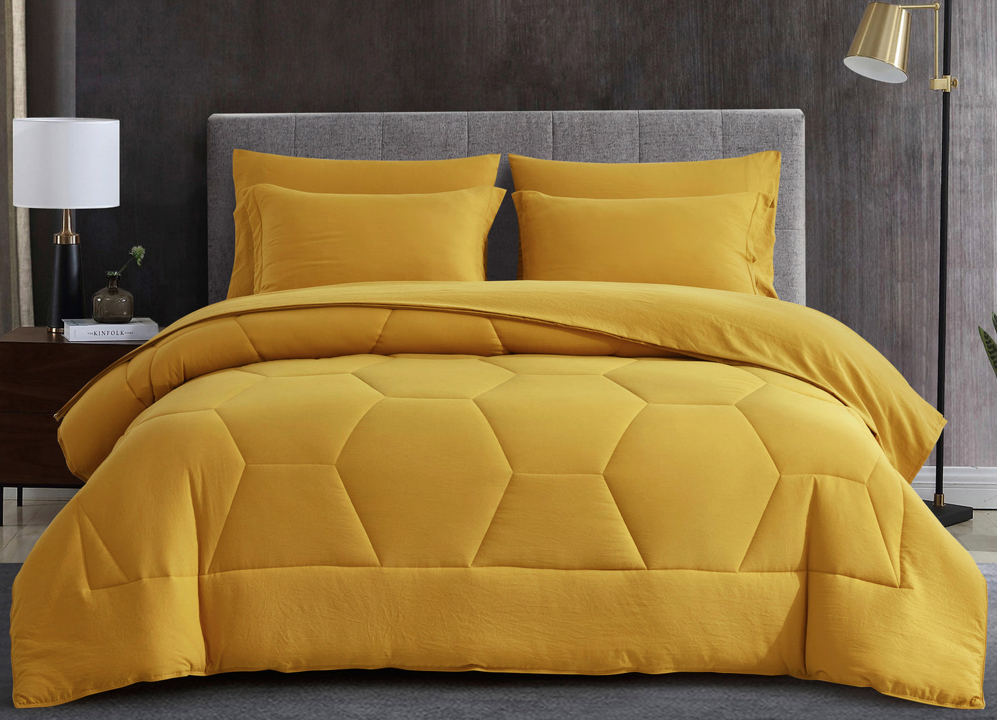 Piper Honeycomb Hexagon Stitch Bed in a Bag Comforter Set