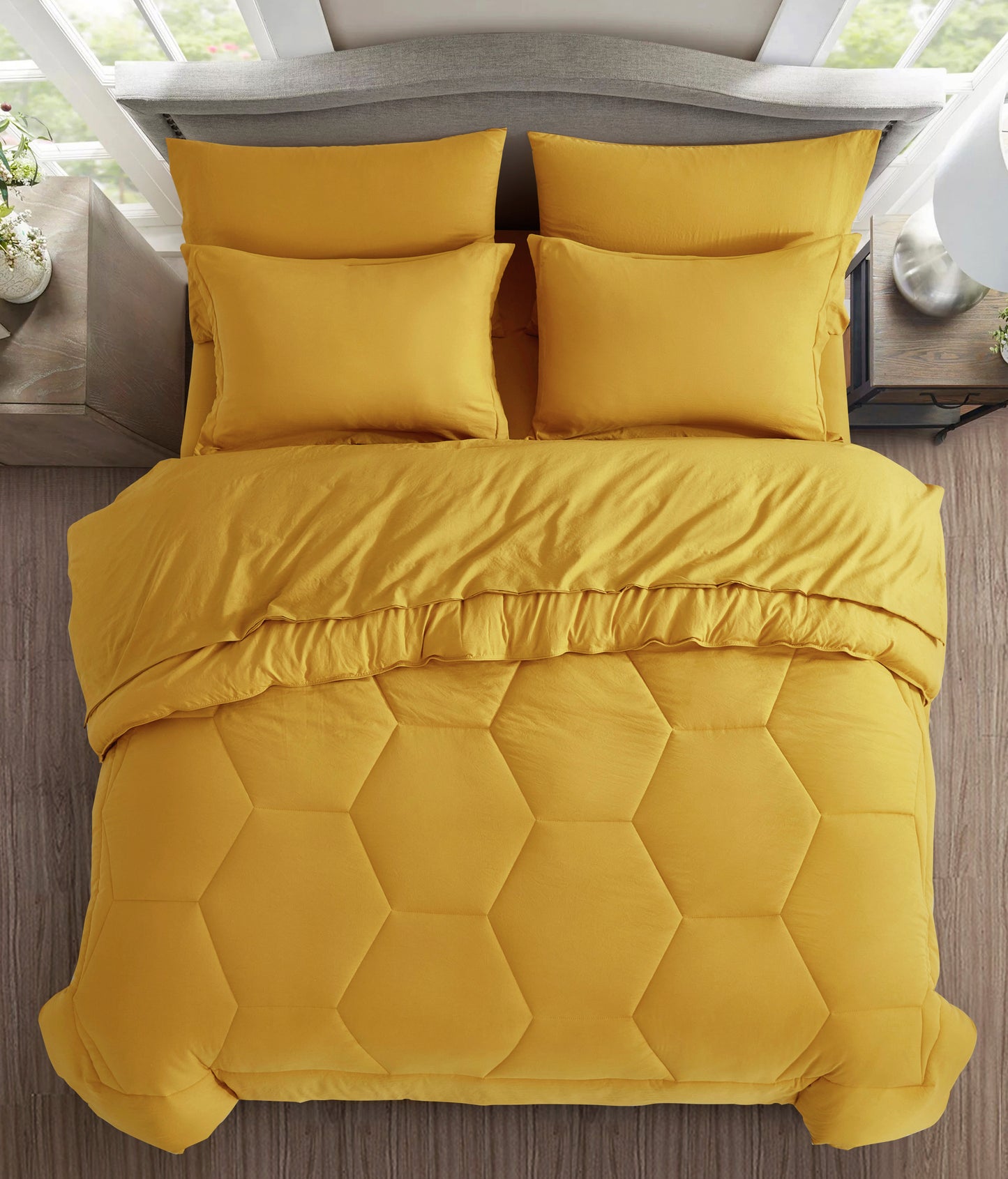 Piper Honeycomb Hexagon Stitch Bed in a Bag Comforter Set