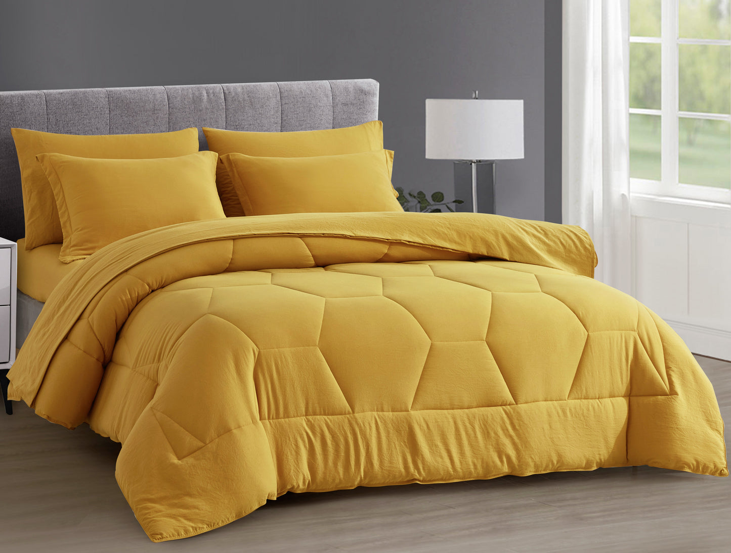 Piper Honeycomb Hexagon Stitch Bed in a Bag Comforter Set