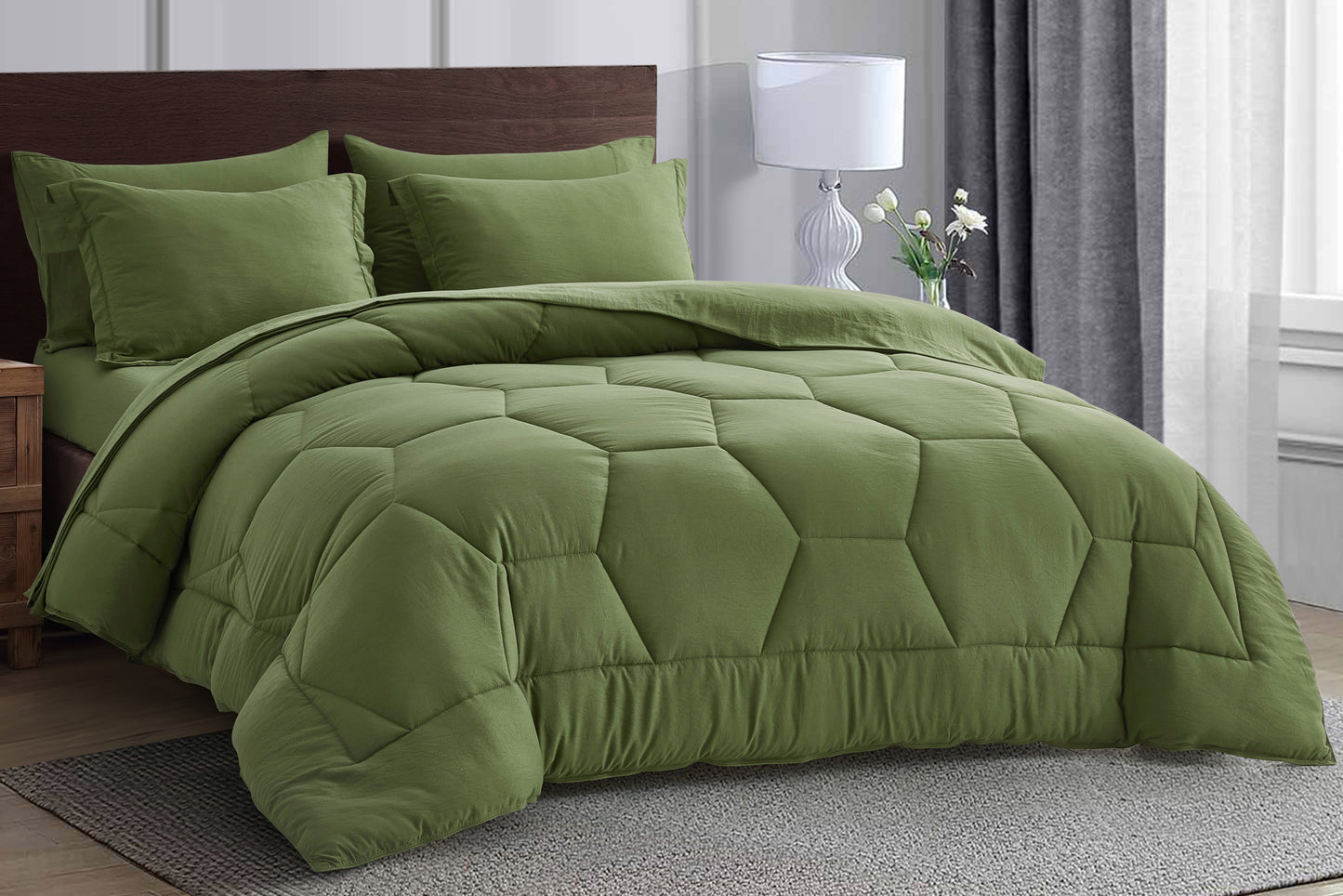 Piper Honeycomb Hexagon Stitch Bed in a Bag Comforter Set